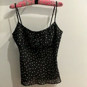 Alyn Paige Black and Pink Fitted Camisole with Spaghetti Straps